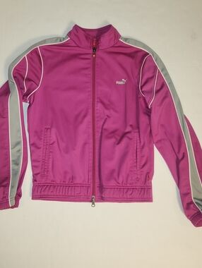 VTG Y2K Puma Purple Pink Magenta Track Jacket with Gray Stripes Medium M EUC